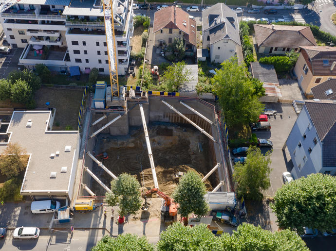 Vue aérienne fouille ouverte